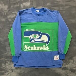 Vintage Seattle Seahawks Sweatshirt Mens Medium Blue 1980s Nutmeg NFL